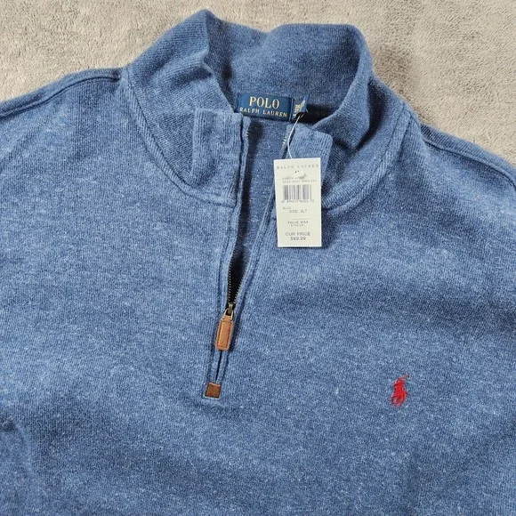 Polo Ralph Lauren Estate Rib Mens size 3XLT Blue 1/4/ Zip Pullover Shirt